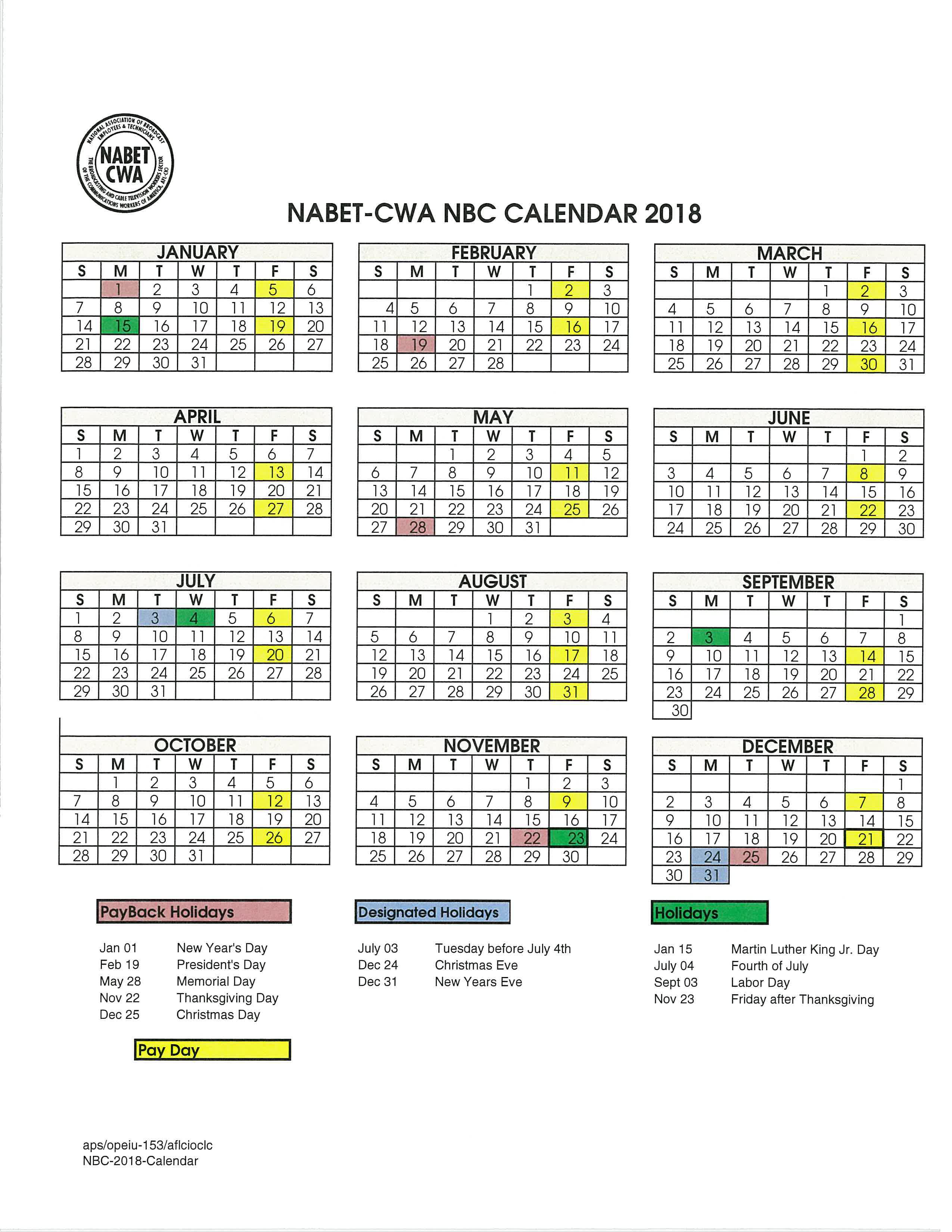 vacation calendar