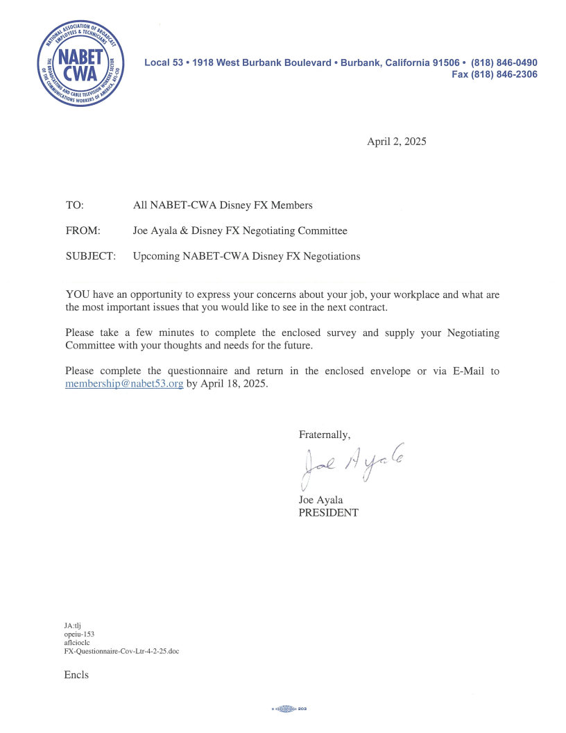 FX Questionnaire Cov Ltr 4 2 25