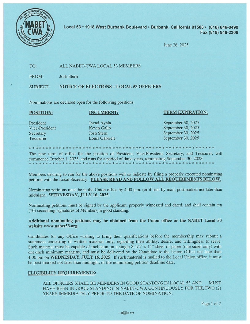 Notice of Election Officers Page1