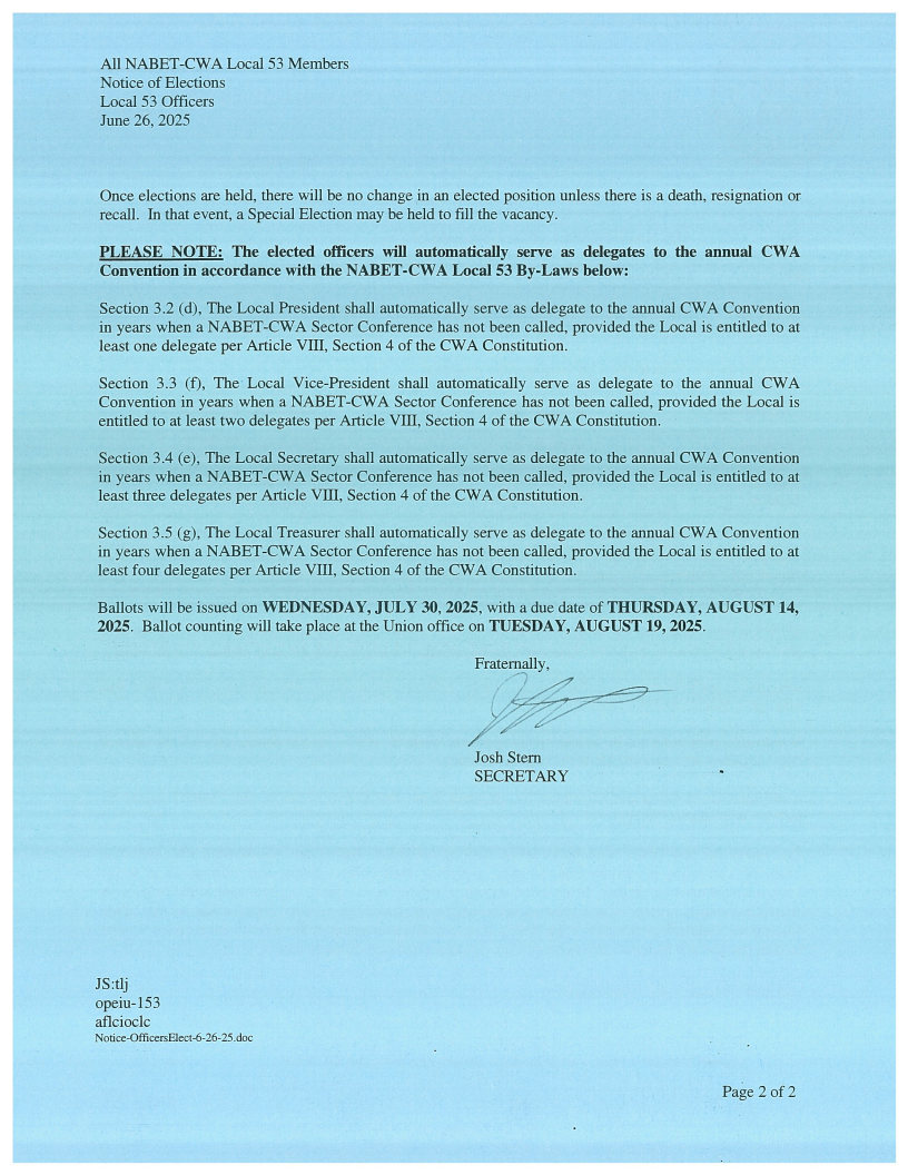 Notice of Election Officers Page2